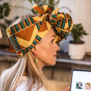 Afrykański turban KENTE YELLOW- Zebra Store