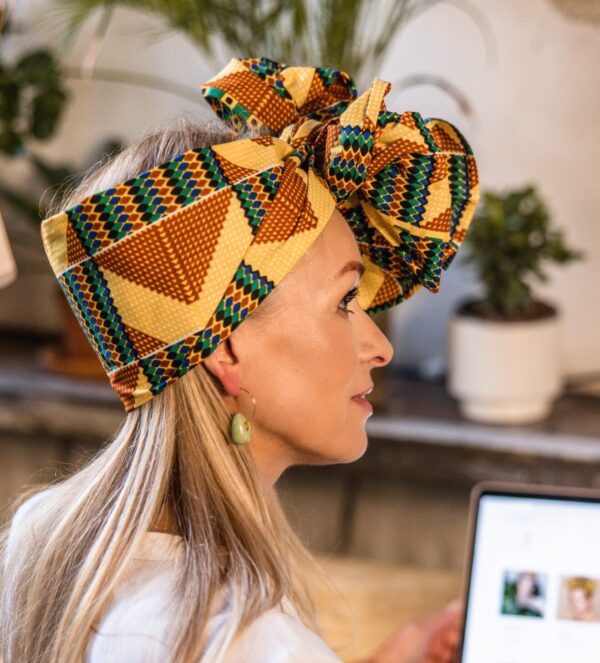 Afrykański turban KENTE YELLOW- Zebra Store